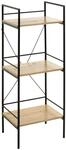 HAKU Regal Eiche hell, schwarz, MDF, Metall - Ma&szlig;e: B 34 x H 96 x T 27 cm, Style: