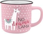 GRUSS & CO Becher Motiv "Lama" | New Bone China Porzellan, Emaille-Optik, 35 cl 