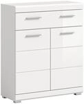 xonox.home - Standschrank breit Scout 74x88x31 cm in wei&szlig; und wei&szlig; Hochglanz -