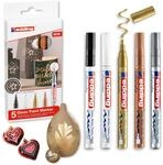 edding 753 Glanzlackmarker Kalligrafie - 5 bunte Farben - Kalligrafiespitze 1-2,5 mm