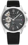 Tommy Hilfiger Multi Zifferblatt Quarz Uhr f&uuml;r Herren mit Schwarzes Lederarmband -