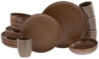 creaTable, Uno Braun, 16-teiliges Kombiservice aus Steinzeug | Geschirrset,