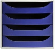 Exacompta 2286104D Ablagebox Office mit 4 Schubladen f&uuml;r DIN A4+ Dokumente. Ecobox
