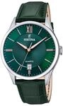 Festina Herren Uhr Analog mit Gr&uuml;nem Lederarmband - Quarzwerk - Kalender -
