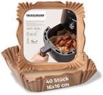 Fackelmann Backpapier f&uuml;r Hei&szlig;luftfritteuse &ndash; 16 x 16 cm eckig, 40-teilig,...