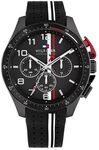 Tommy Hilfiger Chronograph Quarz Uhrf&uuml;r Herren mit Schwarzes Silikonarmband -