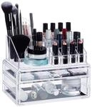 Relaxdays Make-Up Organizer mit 2 Schubladen, Kit f&uuml;r Lippenstift, Nagellack,