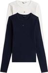 Tommy Jeans Damen Tjw 2pack Slim Essential Rib Dw0dw17716 T-Shirt L/S, Multi