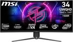 MSI MPG 346CQRXF X2 Curved Gaming Monitor 34" UWQHD - Rapid VA 1500R 3440x1440,...