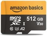 Amazon Basics 512-GB-microSDXC-Karte mit Adapter, Lesegeschwindigkeit bis zu 200