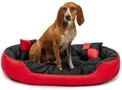 lionto Hundebett 4-in-1 mit Wendekissen, 85 x 70 cm, Schwarz