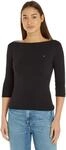 Tommy Hilfiger Damen Langarmshirt Slim U-Boot-Ausschnitt, Schwarz (Black), XXS