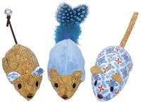 Nobby Pl&uuml;sch M&auml;use mit Catnip, blau 12 cm, 1 Packung (1 x 3 St&uuml;ck)