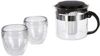 BODUM K1875-01 BISTRO SET Teekanne mit Kunststofffilter, 1.0 Liter + 2 Becher PAVINA