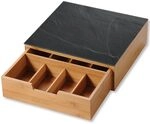 Kesper | Box mit Schublade, Material: Bambus, Glas, Ma&szlig;e: 30 x 31 x 9,5 cm,...