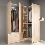 Dmora - Gro&szlig;er Kleiderschrank Sillara, Eckschrank f&uuml;r Schlafzimmer, Eckschrank,