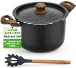 NutriChef 4.7L Nudeltopf mit Siebdeckel &ndash; Induktionst&ouml;pfe Antihaft Schwarz...