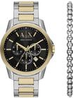 Armani Exchange Silver Tone Watch for Men, Quarz-Chronographenwerk und 44mm