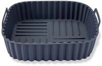 Fackelmann Silikonform f&uuml;r Hei&szlig;luftfritteuse &ndash; 19 cm, Eckig, Aschgrau, f&uuml;r