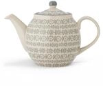 Bloomingville Teekanne Karine, Grau, aus Steingut, Ma&szlig;e D14 &times; H16 cm, 1200 ml