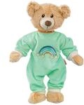 Heless 85 - Kuscheltier Teddy Dreamy mit mintfarbenem Softvelours-Strampler, ca. 32