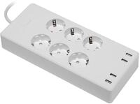MaxTrack NW11L Smarte 6-Fach Schutzkontakt-Steckdosen-Leiste mit 4 USB-Buchsen,