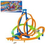 Hot Wheels -Trackset, Episches Crash-Rennen mit 5 Crash-Zonen, motorisiertem