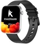 Knauermann Lite 4 eckig Silber - schwarzes Silikonarmband