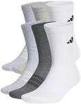 adidas Unisex Cushioned Crew Socks 6 Pair Pack, white/light grey heather/medium...