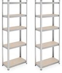 Relaxdays Schwerlastregal 2er Set, HxBxT: 180x60x30 cm, Stahl, Silber