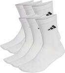 adidas Unisex Cushioned Crew Socks 6 Pair Pack, white/white/black, 48-51