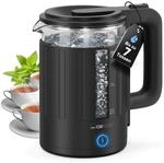 Clatronic Wasserkocher Glas | 1,7 Liter | Einhandbedienung | w&auml;rmeisoliertes