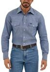 Wrangler Herren 70127 mW Button down Shirts, Medium Blue Chambray, L Lang EU