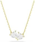 Swarovski Mesmera Halskette, Vergoldete Damenhalskette mit Kleinen Zwillingsherzen