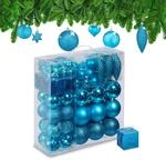 Relaxdays Weihnachtskugeln 110er Set, Kunststoff, Weihnachtsbaumdeko mit Kugeln &