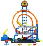 Hot Wheels Spielzeugauto Trackset, mit Die-Cast-Auto und Hubschrauber, 3 Spielebenen,