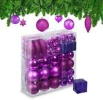 Relaxdays Weihnachtskugeln 110er Set, Kunststoff, Weihnachtsbaumdeko mit Kugeln &