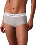 Calvin Klein Damen Hipster Boyshort mit Logobund, Grau (Grey Heather), S
