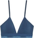 Calvin Klein Damen Triangel BH Lightly Lined mit Logobund, Blau (Dark Denim), XXS