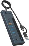 ICY Box, 9-in-1 USB-C/A Hub, 2X USB-C & 4X USB-A, 10 Gbit/s, 100 W PD, 20 W Ladeport,