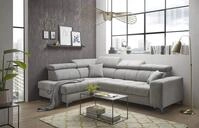 Sydney Ecksofa in Taupe - Moderne Eckcouch in L-Form mit Bettkasten, Kopfteil-...