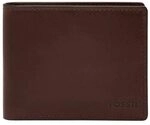 Fossil Derrick Portemonnaie-Set aus Leder oder Polyester f&uuml;r M&auml;nner Karamellbraun