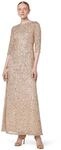 Adrianna Papell Damenkleid mit 3/4-&Auml;rmeln und U-Ausschnitt und Perlen, 46