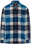 camel active Herren Kariertes Overshirt mit Taschen und Lockerem Schnitt Wasserblau,