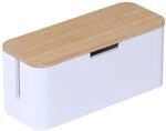 Relaxdays Kabelbox f&uuml;r Steckdosenleiste, Bambus, Deckel, HBT: 14,5x34x11 cm, Kabel