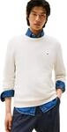Tommy Hilfiger Herren Pullover Essential Cotton mit Rundhalsausschnitt, Elfenbein