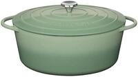 K&uuml;chenprofi Gusseisen Br&auml;ter mit Deckel oval, jade, 35 cm, Schmortopf, Auflaufform,