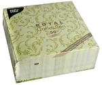 Papstar, 50 Servietten "ROYAL Collection" 1/4-Falz olivgr&uuml;n "Damascato",...