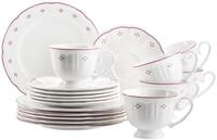 M&auml;ser Serie Lova, Kaffeeservice 18-teilig Porzellan &ndash; 6 Dessertteller 19,5...