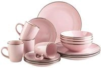 M&Auml;SER Kombiservice, Steinzeug METALLIC RIM Rosa, 16-teilig